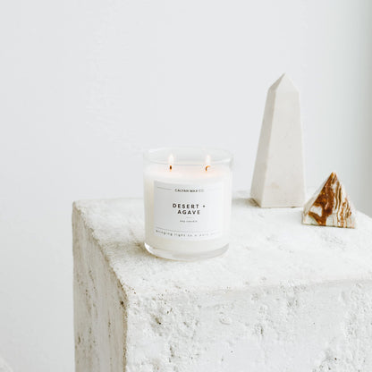 Calyan Wax Co. Desert & Agave 2 Wick Candle – 37 Hour Burn, 8.8oz Soy