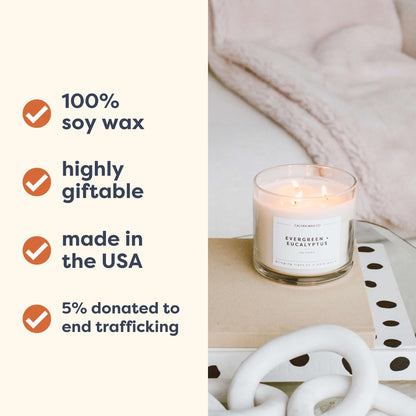 Calyan Wax Co. Evergreen & Eucalyptus 3-Wick Soy Candle – 14.9oz, 43h Burn