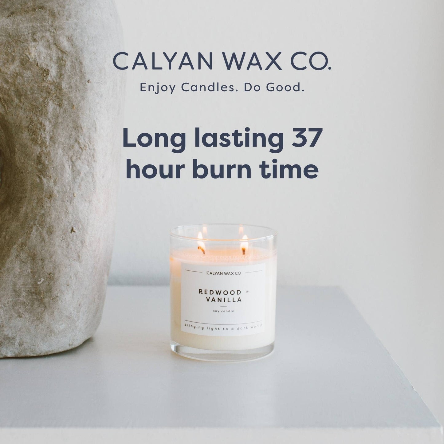 Calyan Wax Co. Grapefruit & Flora 2-Wick Candle - 37 Hr Burn | Non-Toxic Soy 8.8oz Jar