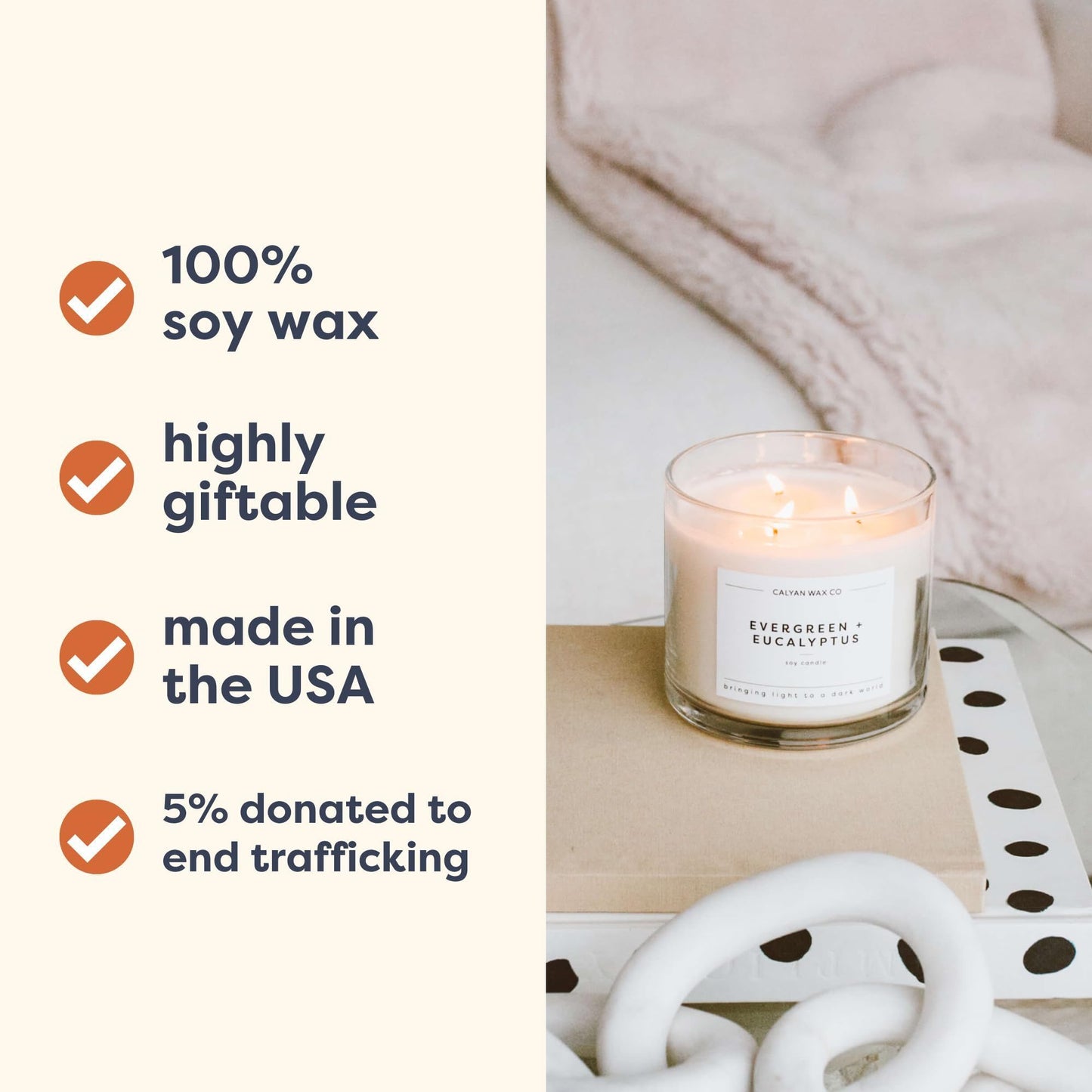 Calyan Wax Co. 3-Wick Soy Candle – 14.9oz Home & Holiday