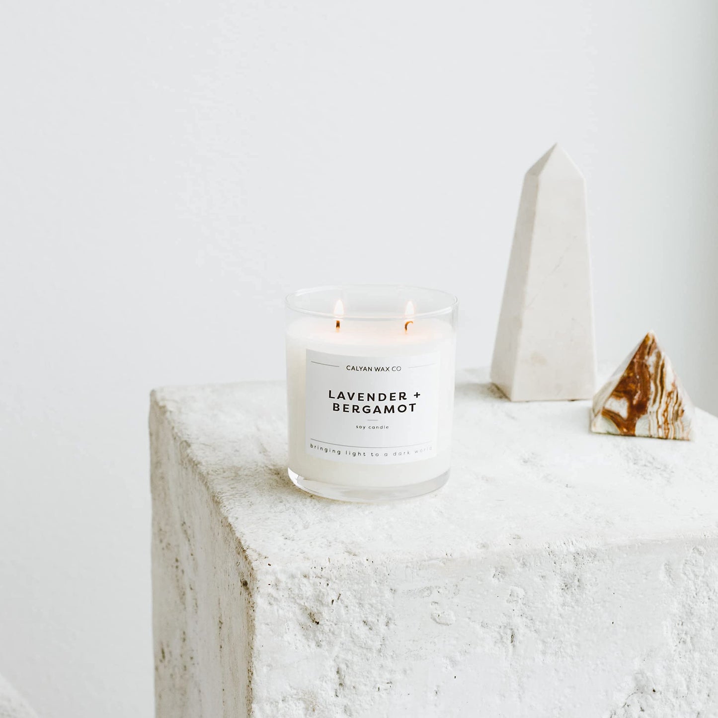 Calyan Wax Co. Lavender & Bergamot 2 Wick Candle | 37h Burn, Non-Toxic Soy, 8.8oz