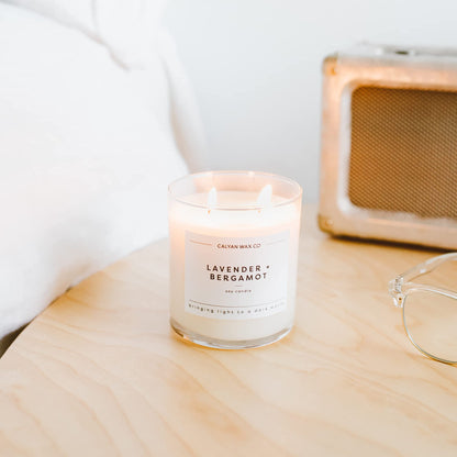 Calyan Wax Co. Lavender & Bergamot 2 Wick Candle | 37h Burn, Non-Toxic Soy, 8.8oz