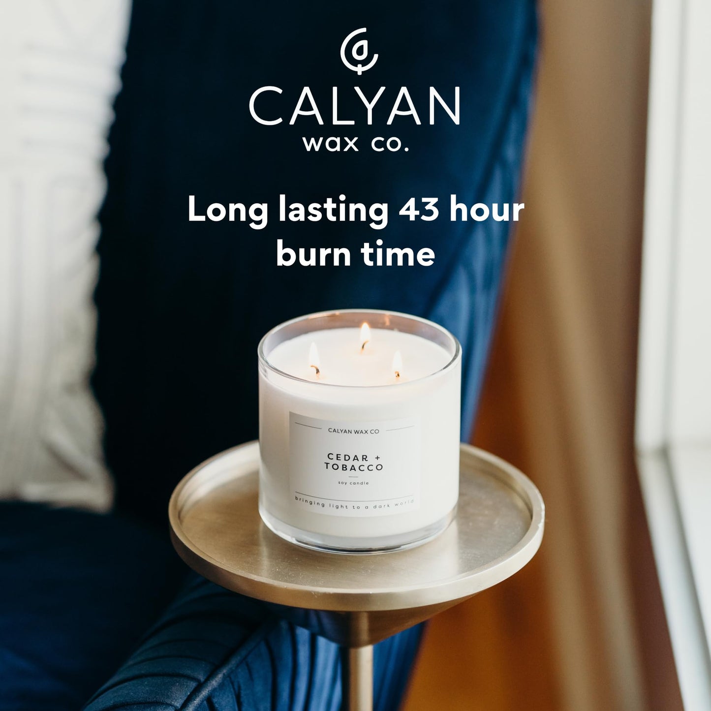 Calyan Wax Co. Lavender & Bergamot 3-Wick Candle – 14.9oz Soy, 43-Hour Burn