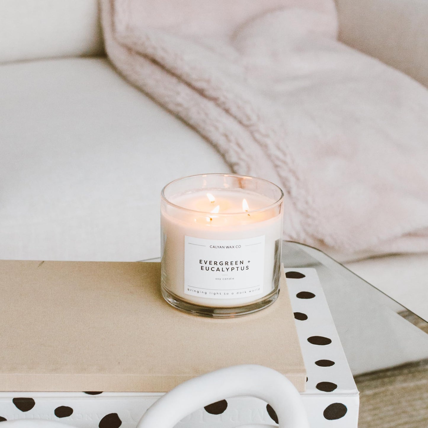 Calyan Wax Co. Lavender & Bergamot 3-Wick Candle – 14.9oz Soy, 43-Hour Burn