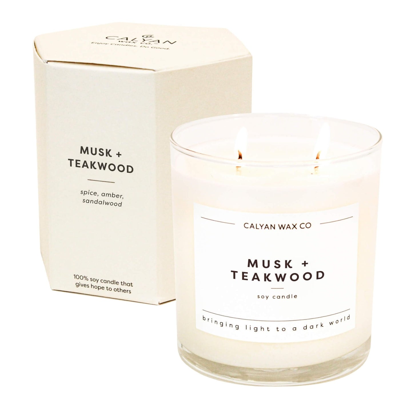 Calyan Wax Co. Musk & Teakwood 2-Wick Soy Candle | 8.8oz