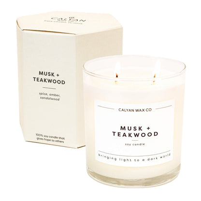 Calyan Wax Co. Musk & Teakwood 2-Wick Soy Candle | 8.8oz