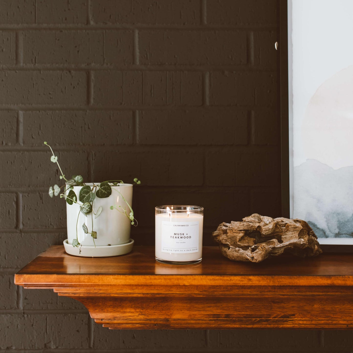 Calyan Wax Co. Musk & Teakwood 2-Wick Soy Candle | 8.8oz