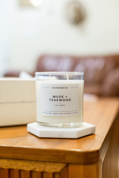 Calyan Wax Co. Musk & Teakwood 2-Wick Soy Candle | 8.8oz