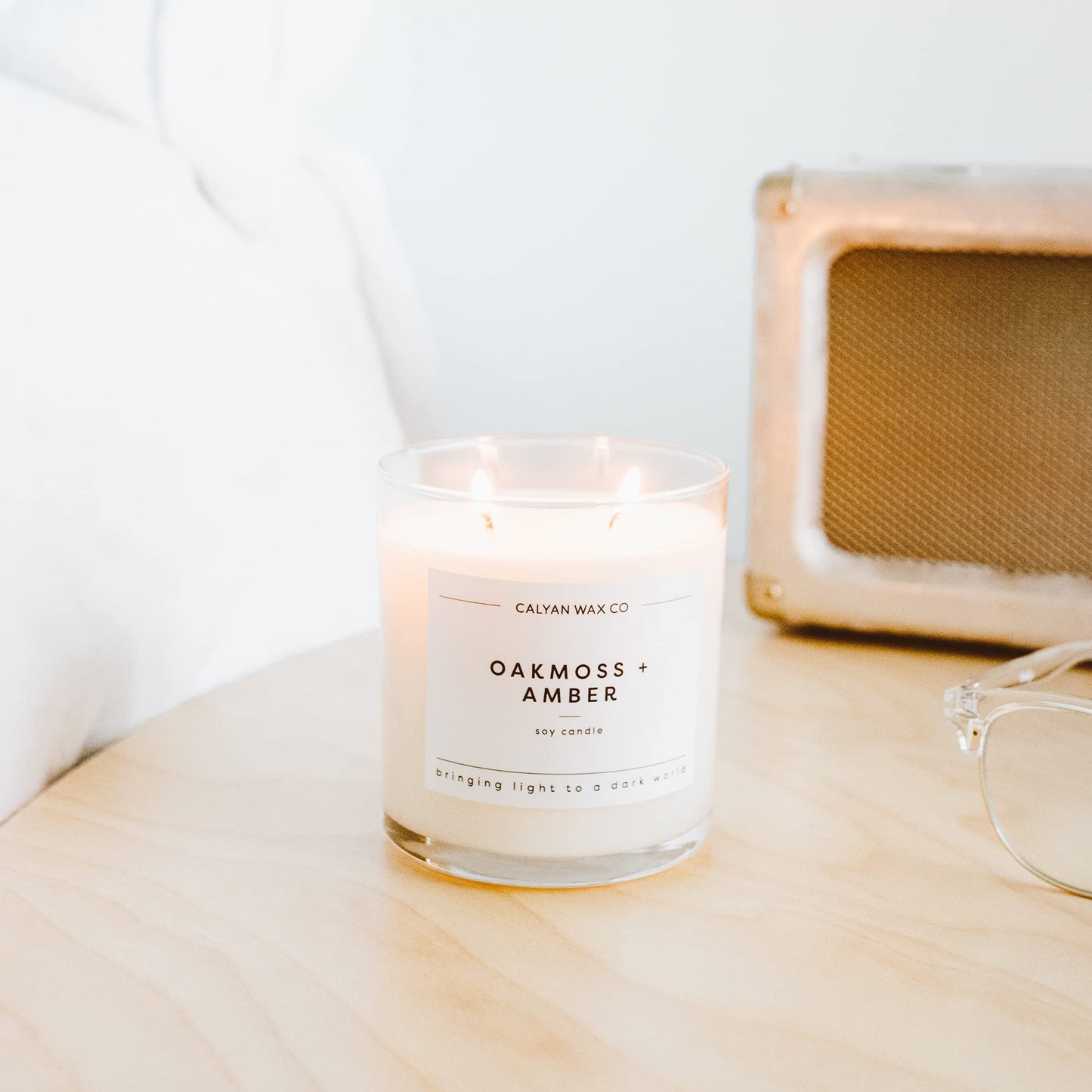 Calyan Wax Co. Oakmoss & Amber 2-Wick Candle | 8.8oz Soy Non-Toxic