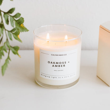 Calyan Wax Co. Oakmoss & Amber 2-Wick Candle | 8.8oz Soy Non-Toxic
