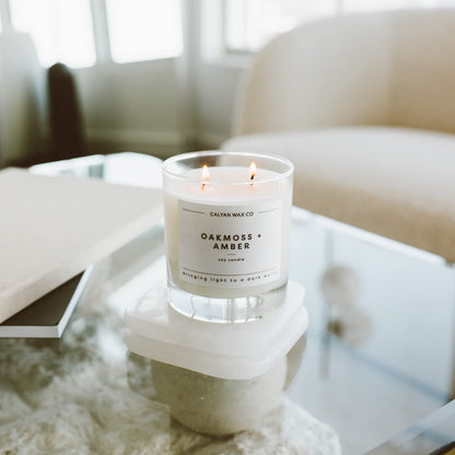Calyan Wax Co. Oakmoss & Amber 2-Wick Candle | 8.8oz Soy Non-Toxic