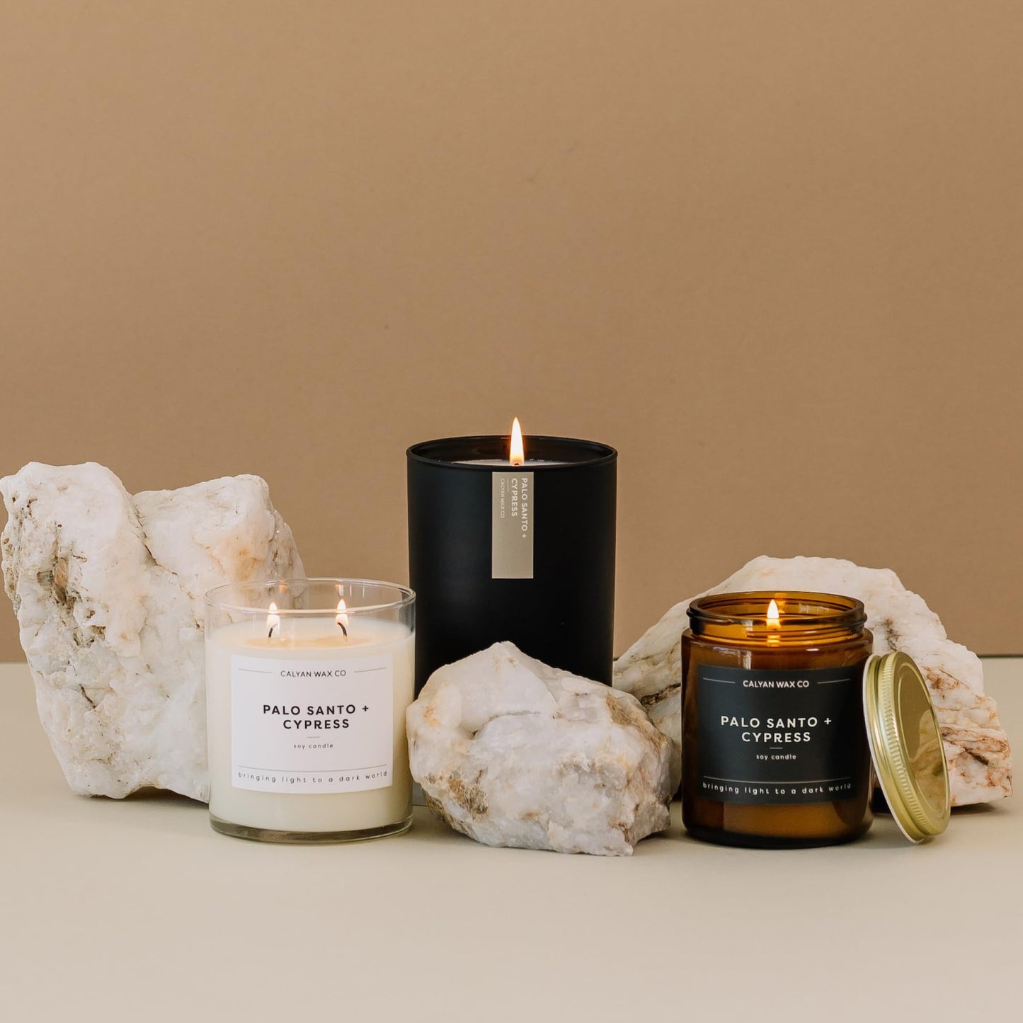 Calyan Wax Co. Palo Santo & Cypress Candle | 57h Burn • Non-Toxic Soy • 7.2oz