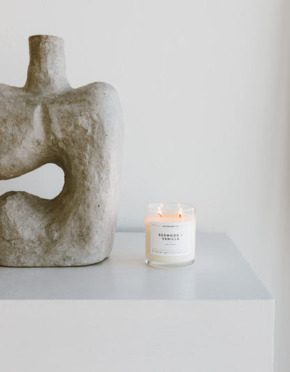 Calyan Wax Co. Redwood & Vanilla 2 Wick Candle – 37 Hour Burn, 8.8oz