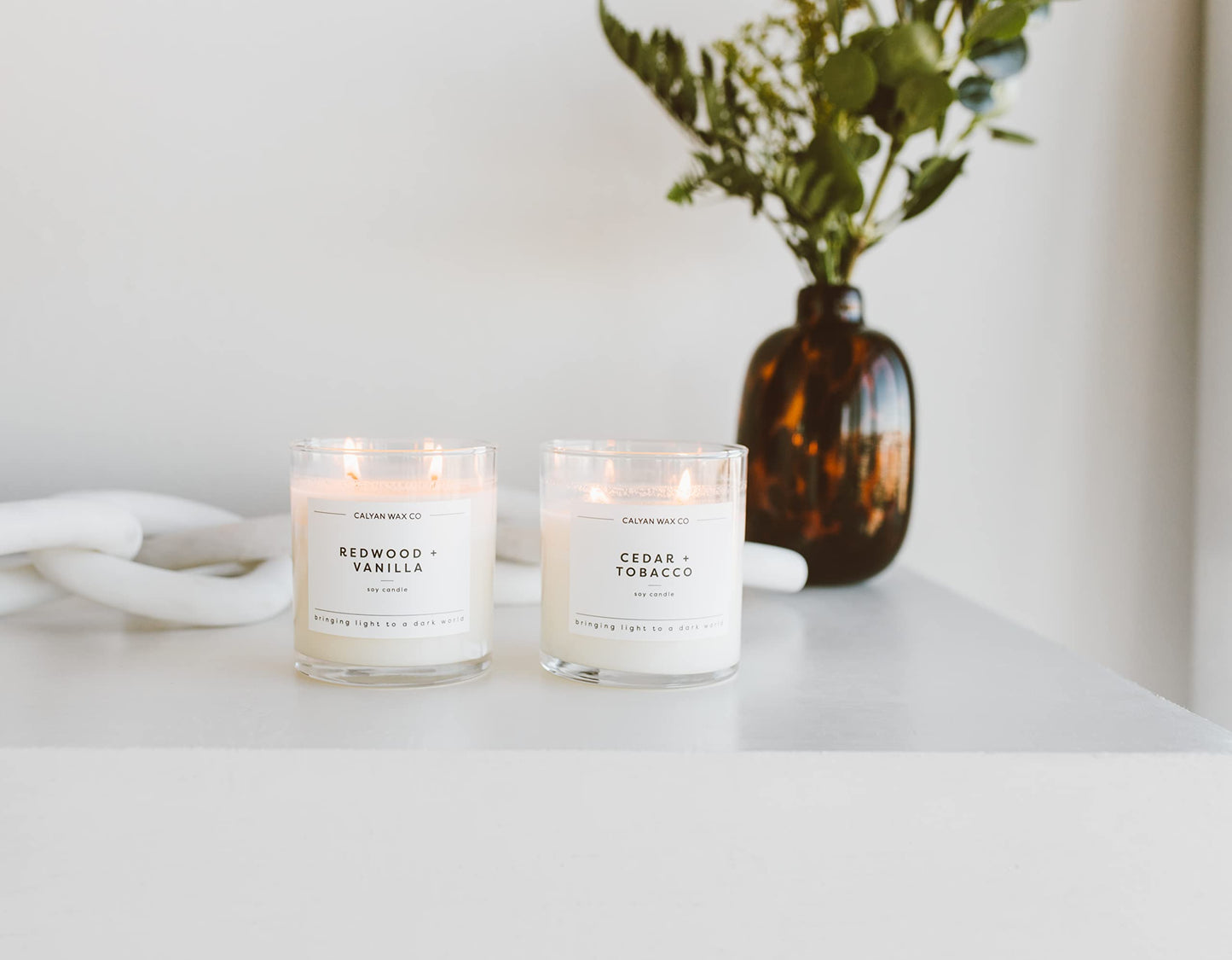 Calyan Wax Co. Redwood & Vanilla 2 Wick Candle – 37 Hour Burn, 8.8oz