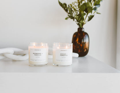 Calyan Wax Co. Redwood & Vanilla 2 Wick Candle – 37 Hour Burn, 8.8oz