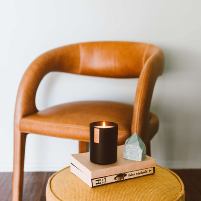 Calyan Wax Co. Redwood & Vanilla Candle — 75-Hour Soy, Black Tumbler, 10.2oz