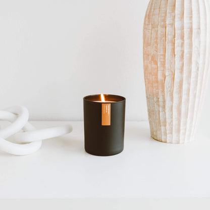 Calyan Wax Co. Redwood & Vanilla Candle — 75-Hour Soy, Black Tumbler, 10.2oz