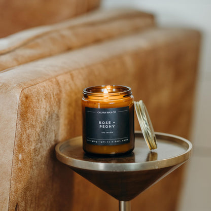 Calyan Wax Co. Rose & Peony Scented Candle – 57 Hour Burn, 7.2oz