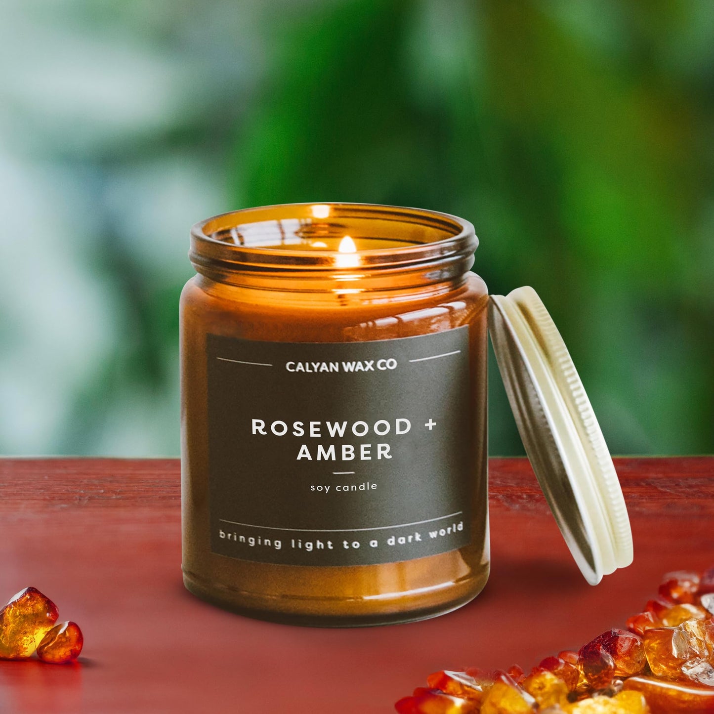 Calyan Wax Co. Rosewood and Amber Candle – 57 Hour Burn, 7.2oz