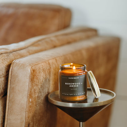 Calyan Wax Co. Rosewood and Amber Candle – 57 Hour Burn, 7.2oz