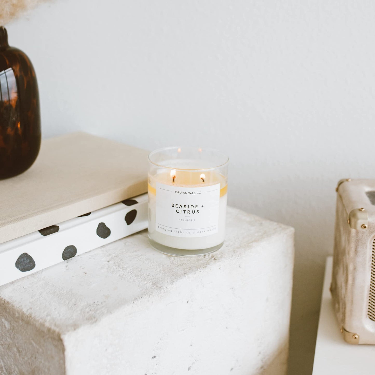 Calyan Wax Co. Seaside & Citrus 2-Wick Candle — 37-Hour Soy Jar