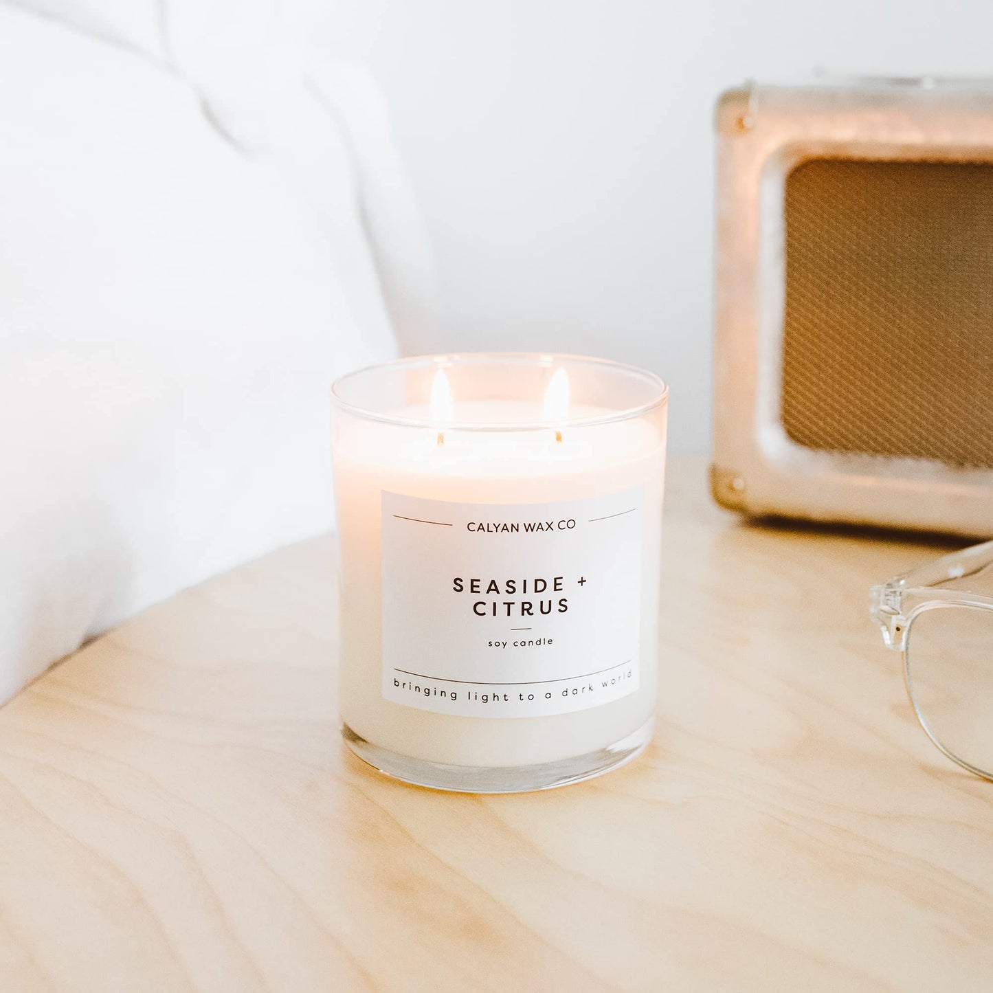 Calyan Wax Co. Seaside & Citrus 2-Wick Candle — 37-Hour Soy Jar