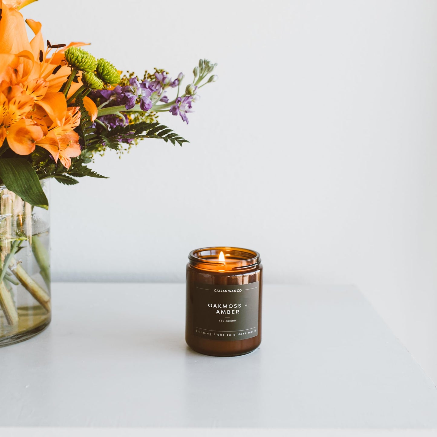 Calyan Wax Co. Seaside & Citrus Candle – 57-Hour Non-Toxic Soy, Amber Jar 7.2oz