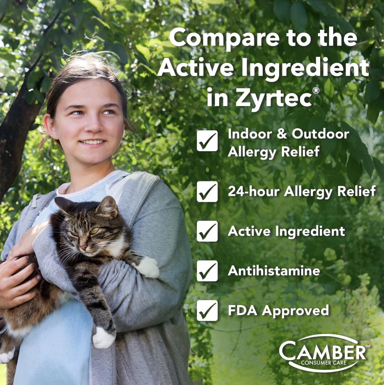 Camber Cetirizine HCI 10mg Tablets | 24-Hour Allergy Relief (100 Count) - CAMBER PHARMACEUTICALS