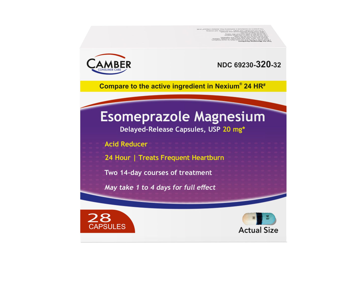 Camber Esomeprazole Magnesium USP 20mg – Delayed-Release Capsules (28 Count)