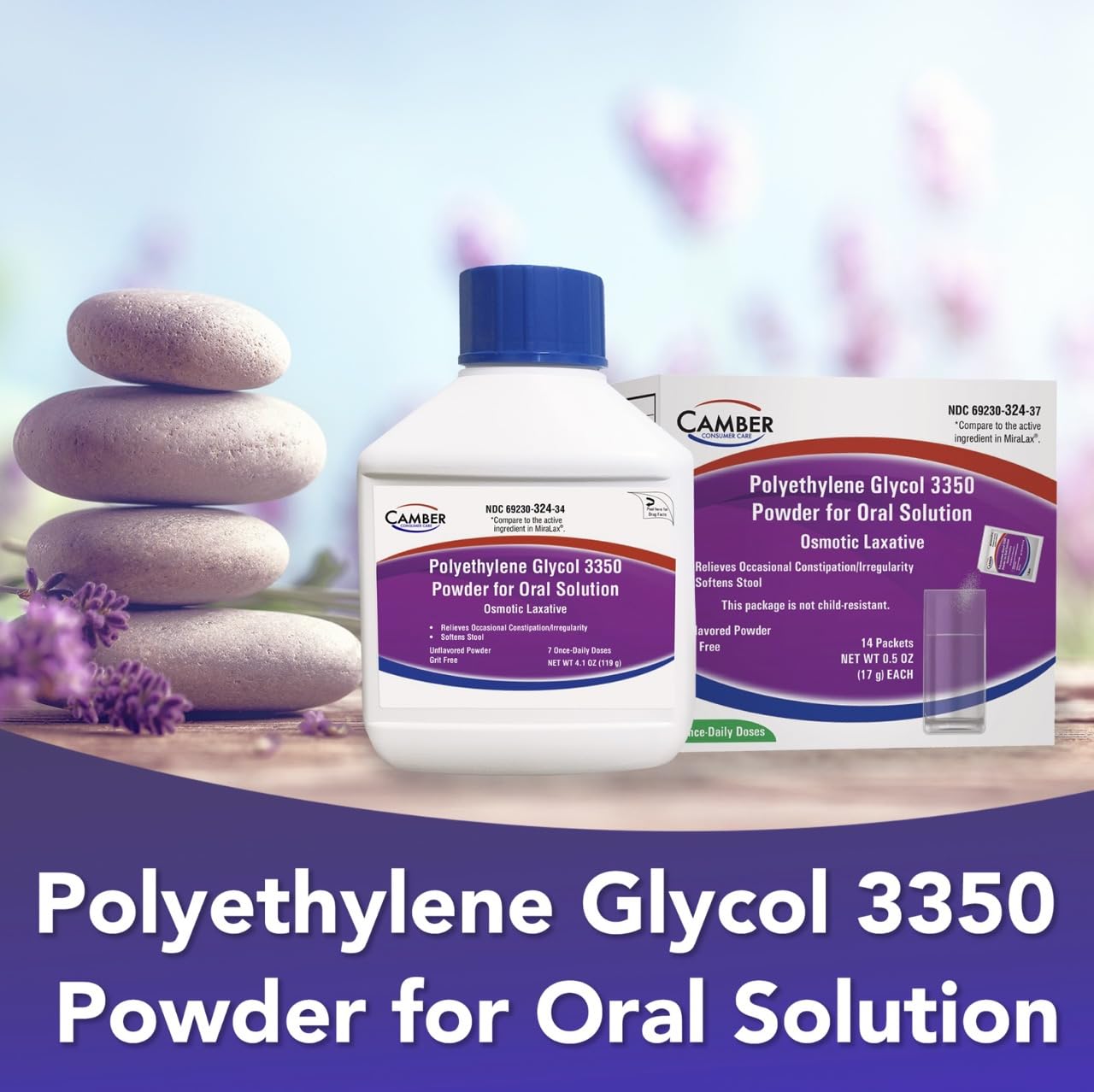 Camber Polyethylene Glycol 3350 Powder for Solution – Unflavored 119 g | Osmotic Laxative