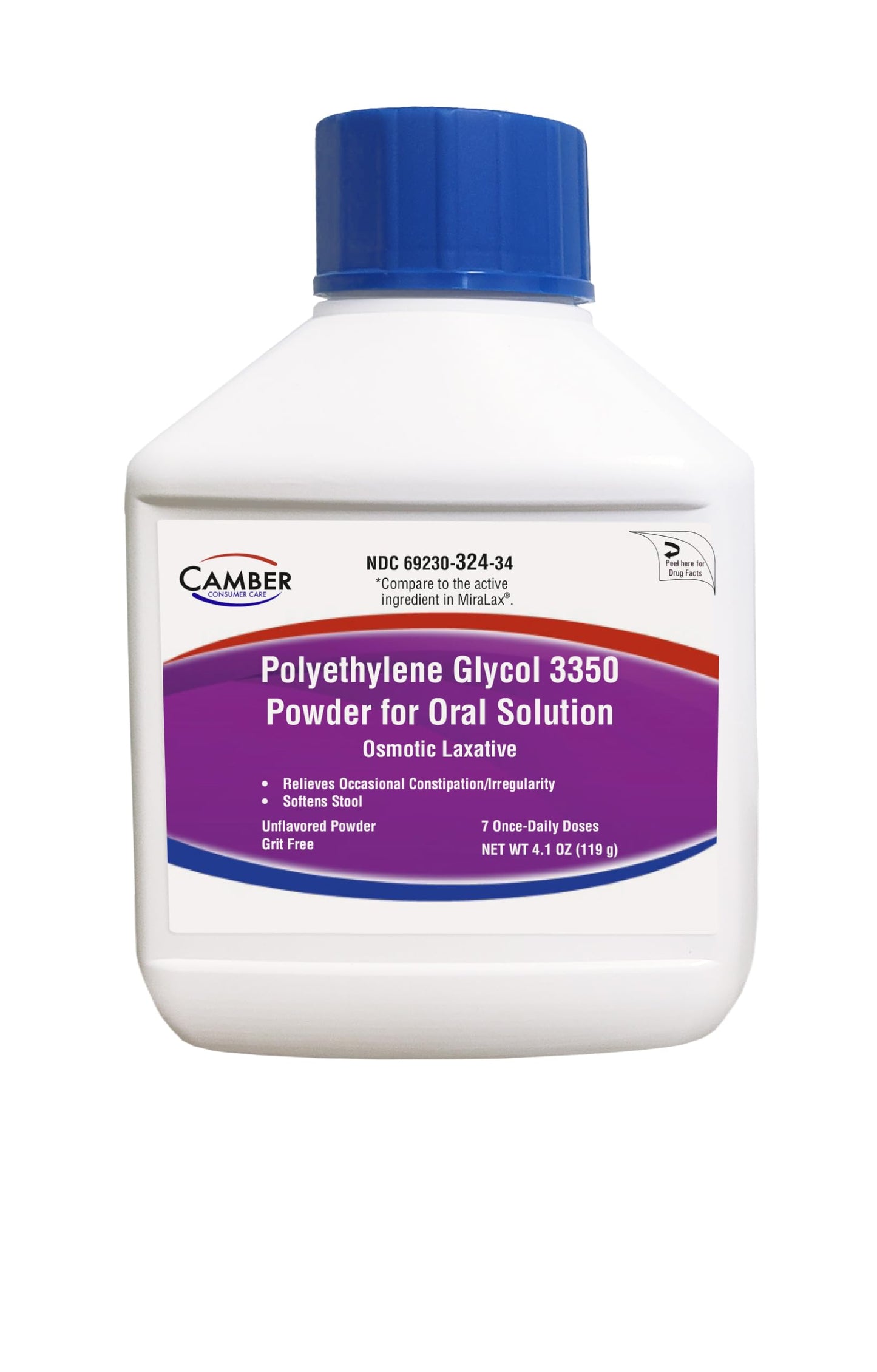 Camber Polyethylene Glycol 3350 Powder for Solution – Unflavored 119 g | Osmotic Laxative