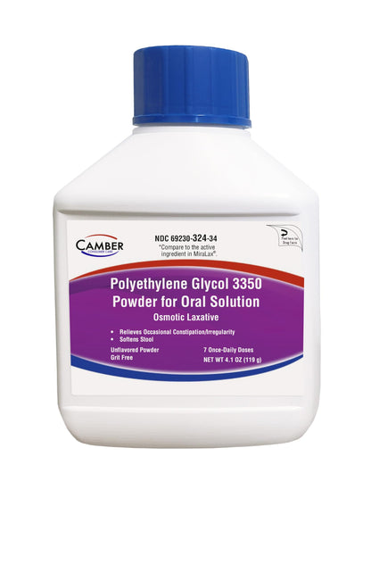 Camber Polyethylene Glycol 3350 Powder for Solution – Unflavored 119 g | Osmotic Laxative