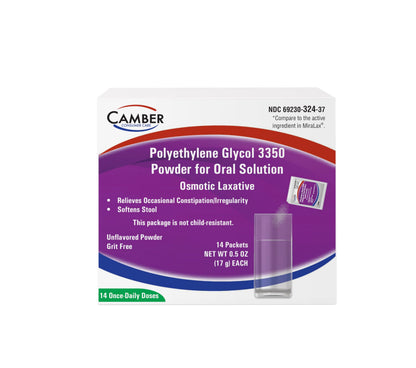 Camber Polyethylene Glycol 3350 Powder – Osmotic Laxative & Stool Softener (14 Daily Dose Sachets) | CAMBER PHARMACEUTICALS, INC