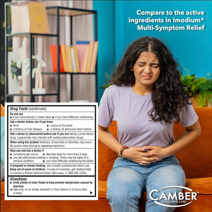 Camber Pharmaceuticals Loperamide & Simethicone Multi-Symptom Tablets – 24 Count