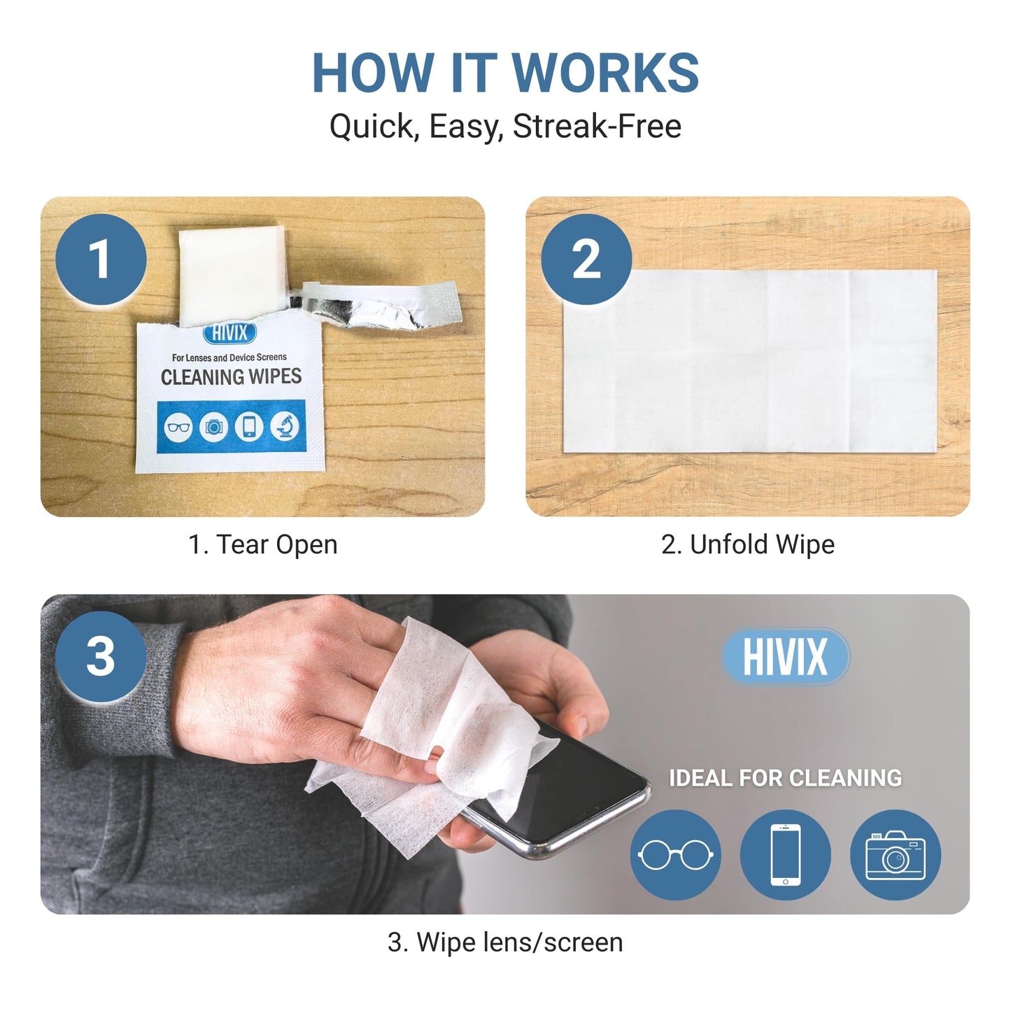 250 Count Lens Wipes – Individually Wrapped (2.4 x 4.7 in) for Glasses & Screens