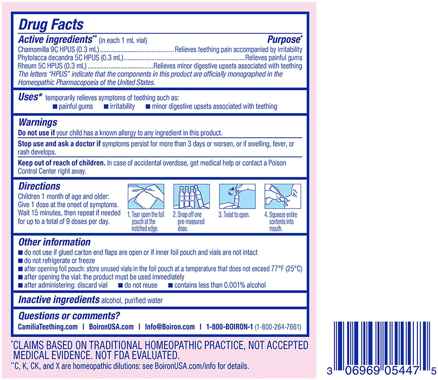 Boiron Camilia Drops 40 Count (Pack of 2) – Day & Night Baby Relief