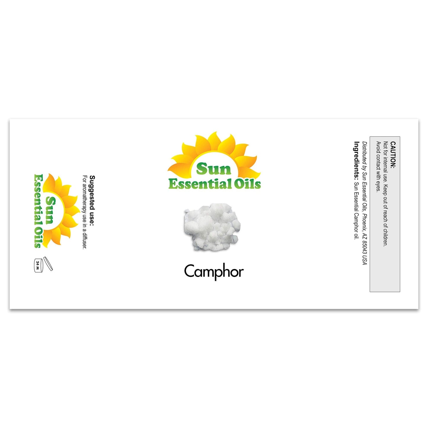 Sun Essential Oils Camphor Essential Oil – 16 oz with Dropper