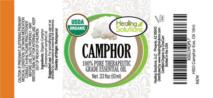 Healing Solutions Camphor Essential Oil 10ml – Organic, Pure, Therapeutic Grade