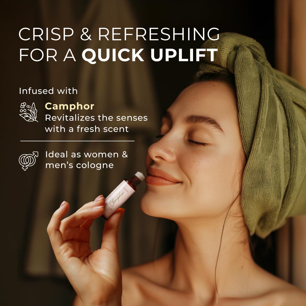 Gya Labs Camphor Essential Oil Roll-On – 0.34 Fl Oz Travel Size for Skin & Aromatherapy