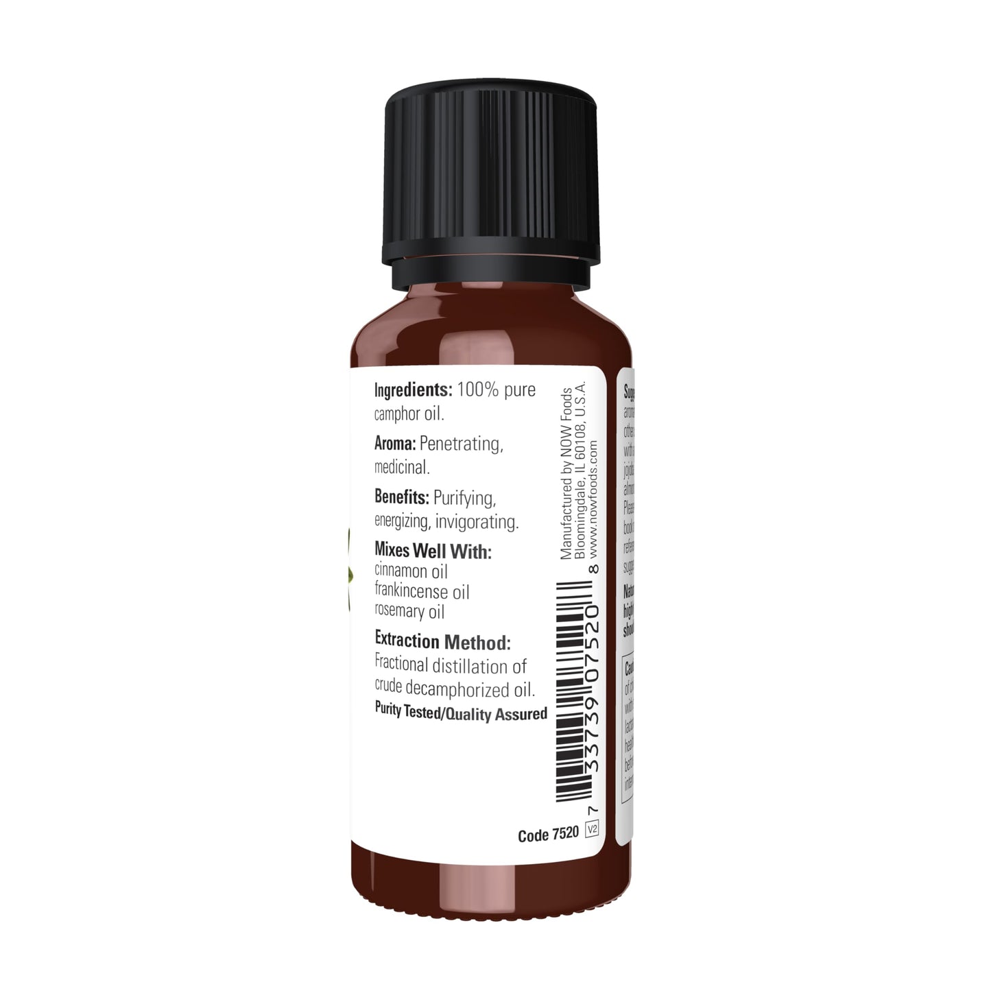 NOW Essential Oils, Camphor Oil, Camphorous Aromatherapy Scent, 100% Pure and Purity Tested, Vegan, Child Resistant Cap, 1-Ounce
