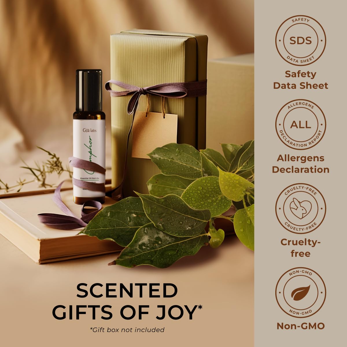 Gya Labs Camphor Essential Oil Roll-On – 0.34 Fl Oz Travel Size for Skin & Aromatherapy