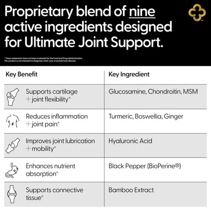 Campio All-in-One Joint Support – Glucosamine, Chondroitin, MSM, Turmeric & Hyaluronic Acid | 90 Count