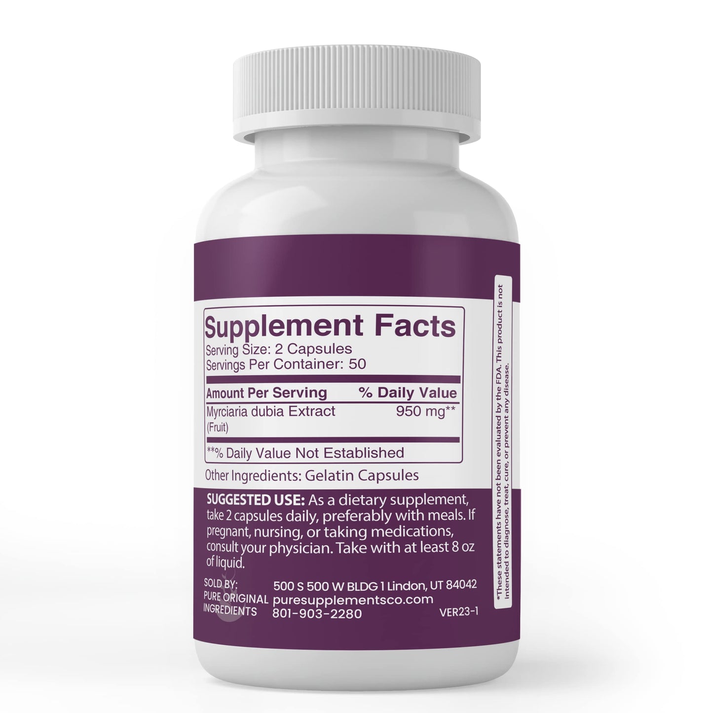 Pure Original Camu Camu Berry – 100 Capsules | No Additives, Lab Verified
