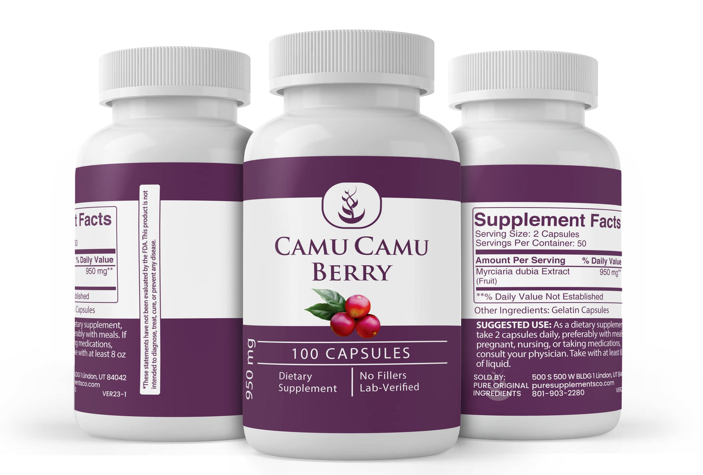 Pure Original Camu Camu Berry – 100 Capsules | No Additives, Lab Verified