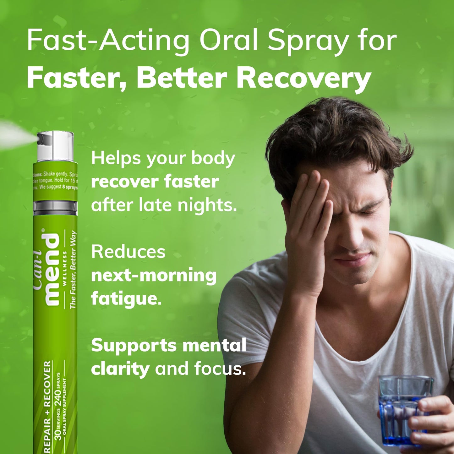 Can-i Mend Post-Party Recovery Vitamin Spray – Fast-Acting Morning Remedy, 30 Servings