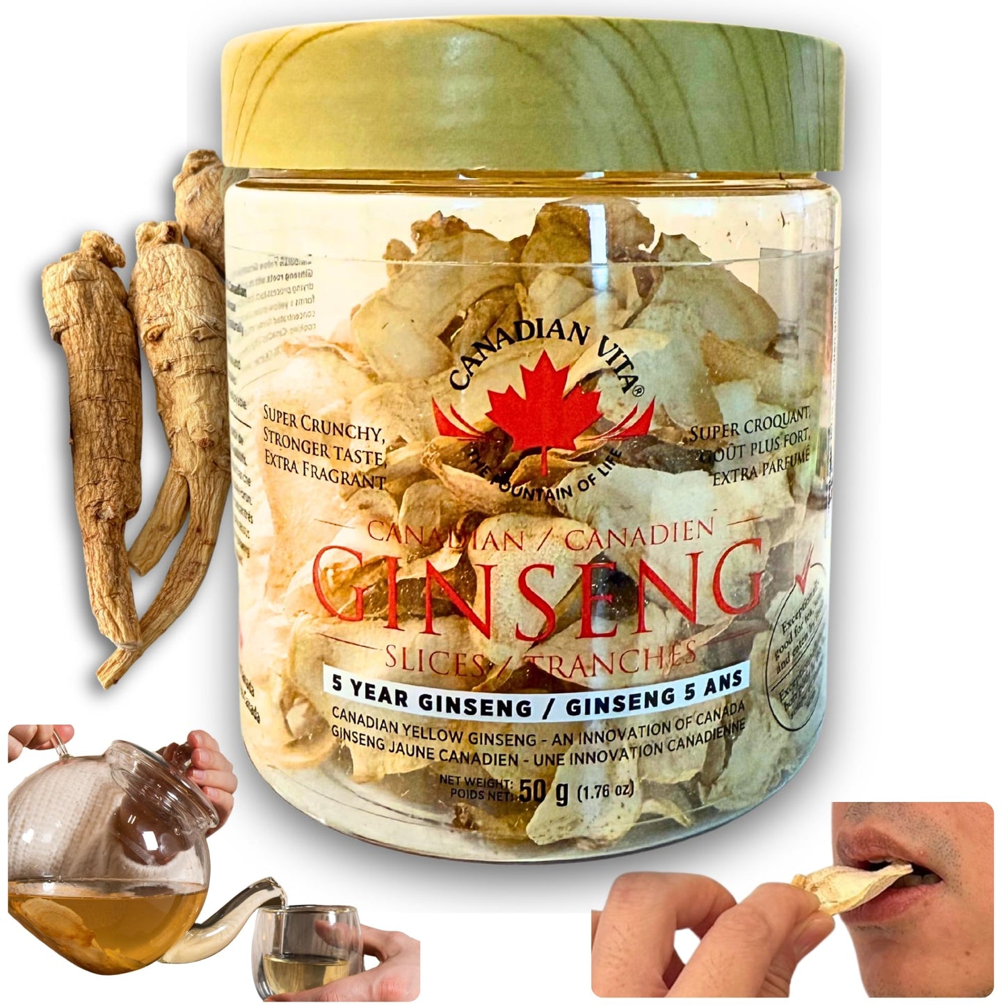Canadian Vita Ginseng Root Slices – Premium Ontario Dried Ginseng for Tea & Energy