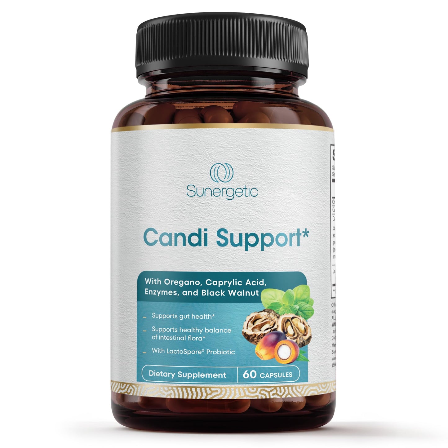 Premium Candida Cleanse Supplement – Oregano, Caprylic Acid, Black Walnut & Probiotics | 60 Candi Support Capsules