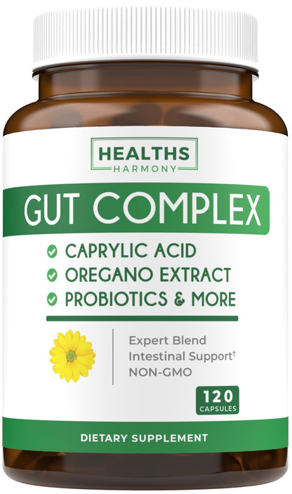 Candida Support 120 Capsules - Caprylic Acid, Oregano Oil & Probiotics