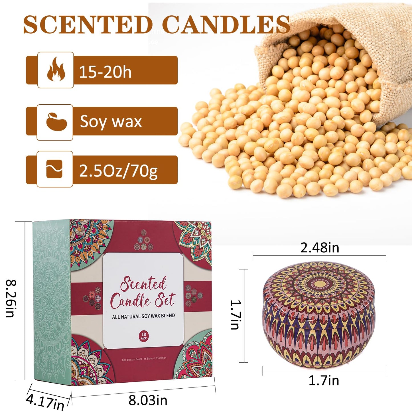 18-Pack Scented Soy Candle Gift Set | Long-Burning Aromatherapy for Home