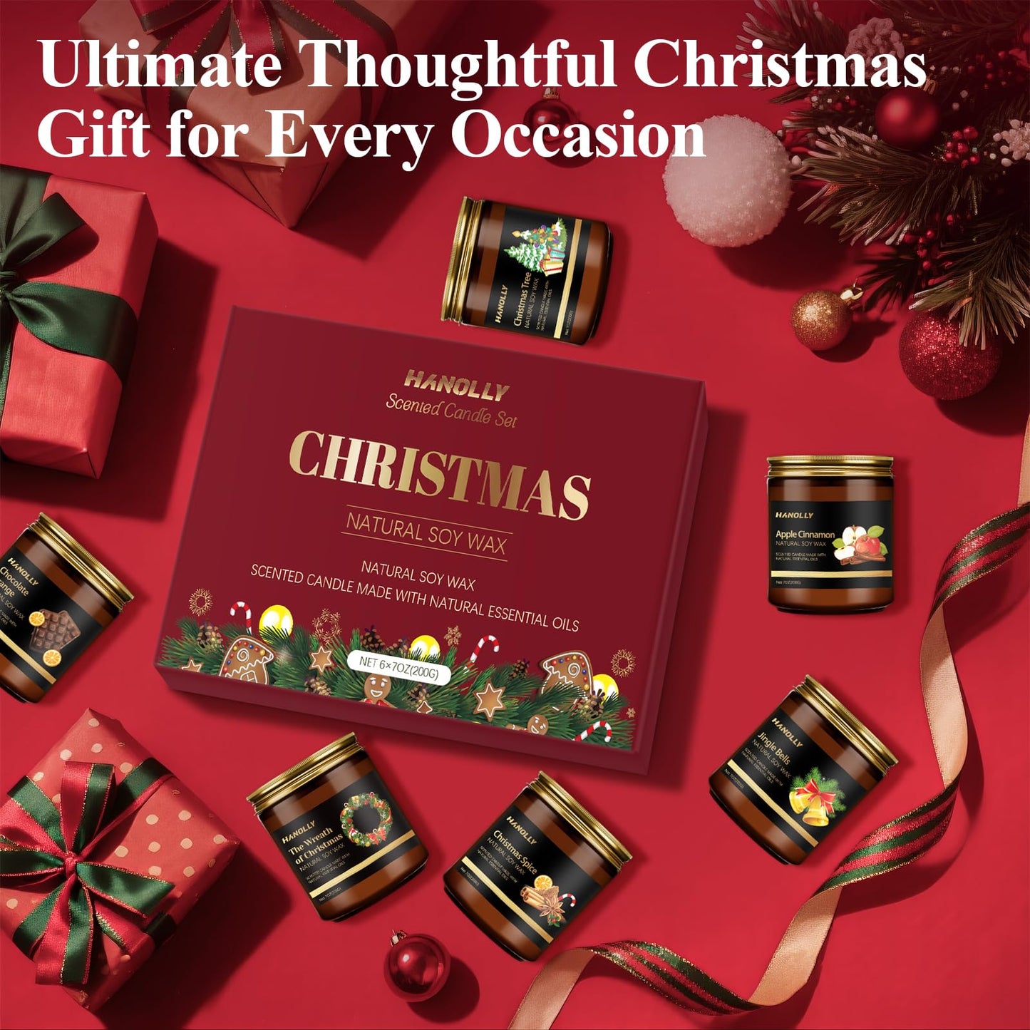 Christmas Scented Candles Set – 6 Pack Soy Candles for Holiday Gifts